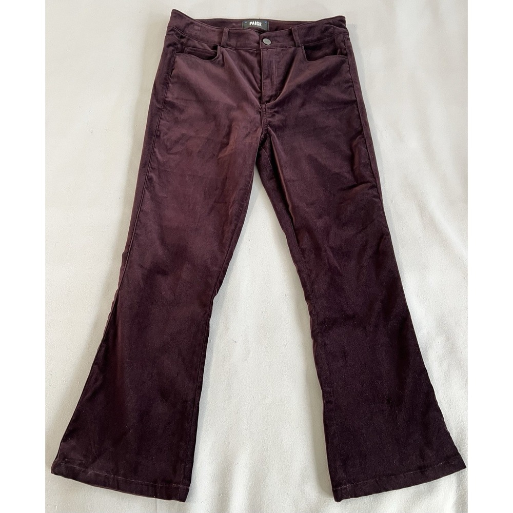 Paige Jeans Womens Purple Colette Crop Flare Stretch Velvet Size 26 (2)
